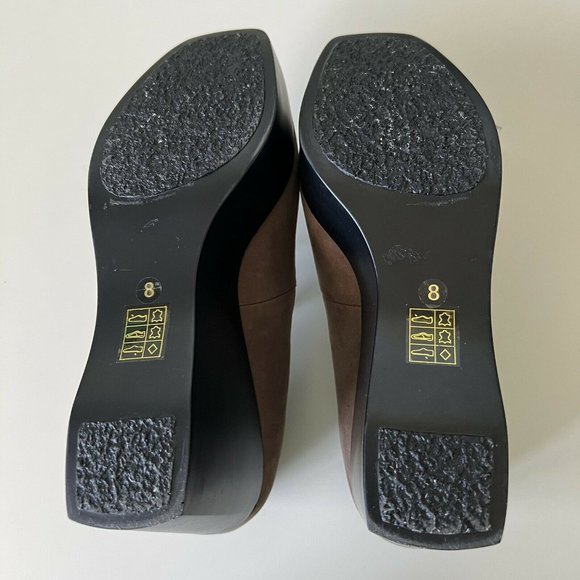 Jeffrey Campbell Platform Wedge Shoes 8M Brown Nubuck square toe Worn Once MINT - Picture 6 of 8